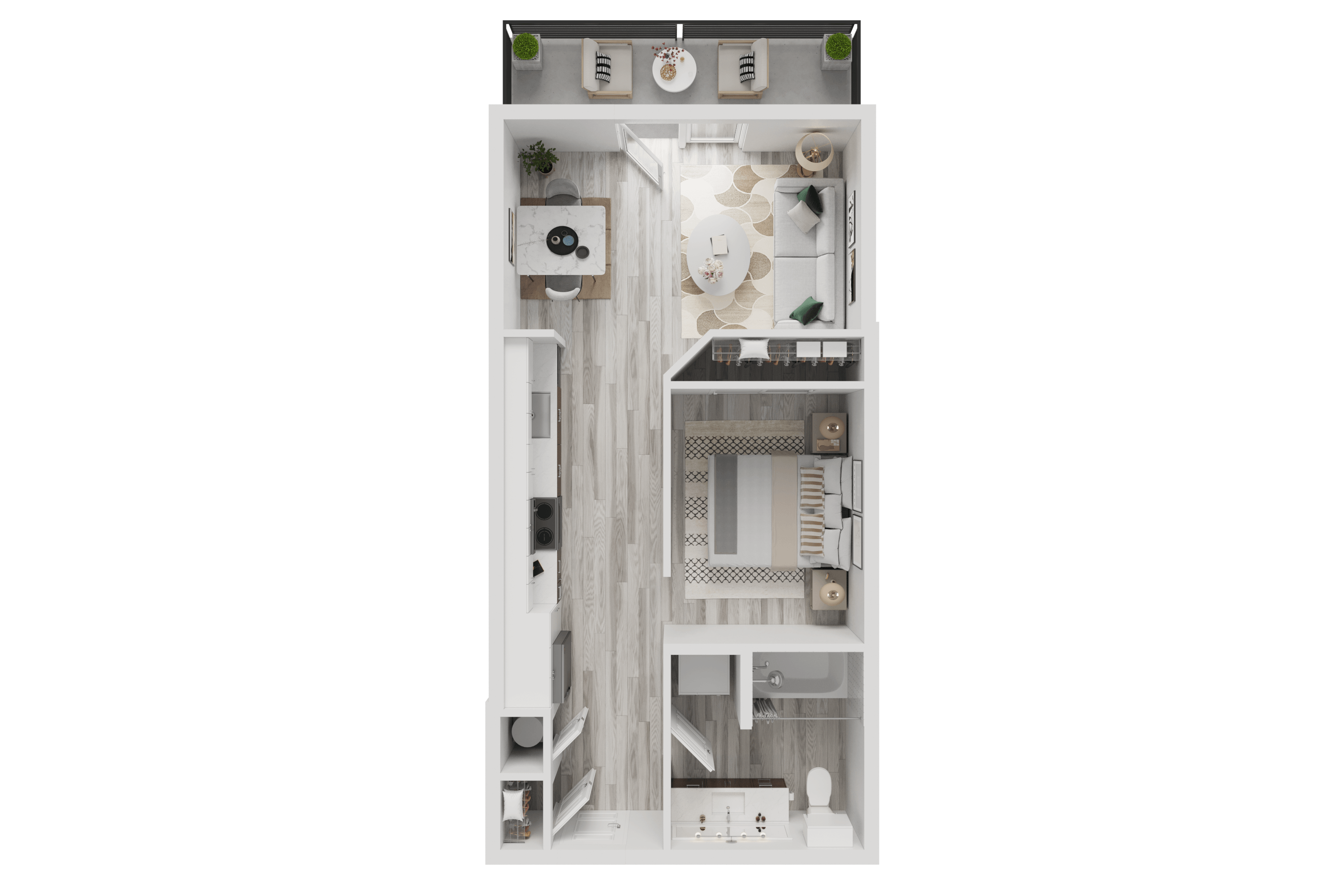 Floor plan for studio, 1 bath, 560 sqft